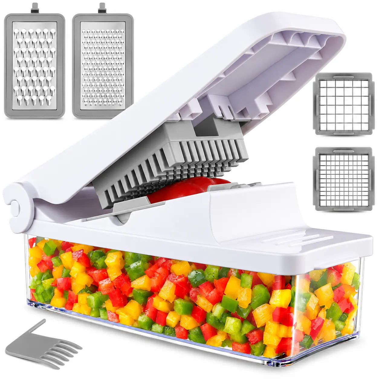 Vegetable Chopper with Container, 4 in 1 Food Chopper Veggie Slicer