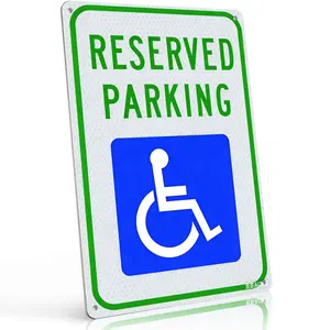 8x12 Inch Aluminum Reserved Parking Handicap Metal Sign High Visibility Waterproof Reflective Easy Install for Driveways Parking Lots Business Entrances