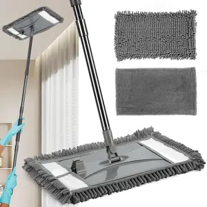 Wall Cleaning Mop with Long Handle – Dry & Wet Dust Mop for Walls, Floors & Ceilings with 2 Reusable Microfiber Pads
