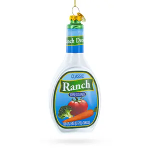 Ranch Dressing Bottle Blown Glass Christmas Ornament