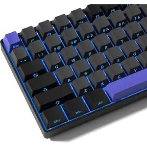 Shine Through Double Shot PBT Keycaps Set, Cherry Profile Custom Keycaps 60 65 75 100 Percent for 61/64/68/84/87/100/104/108 Retro Gaming Mechanical Keyboard, Black Purple