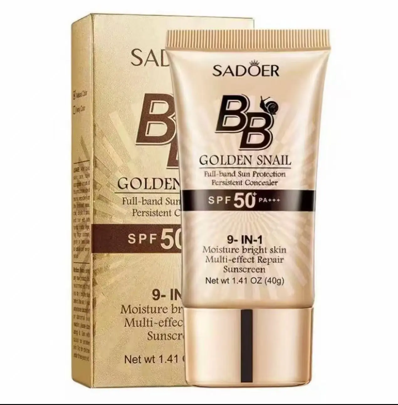 Back to School Gold Snail BB Cream - Sun Protection, Hydrating Concealer, Long-Wearing Buildable Coverage Foundation, Natural Finish Multi-Functional Daily Makeup Cosmetic