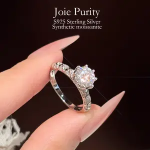 Viral 1 CT Moissanite Ring  | Sterling Silver | Luxury Prong Setting | Couple & BFF Matching Jewelry | Gift for Her Elegant Engagement Ring