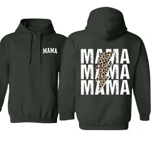 Mama Leopard Lightning Bolt Hoodie – Trendy Graphic Sweatshirt with Bold Animal Print Thunder Design, Stylish Mom Life Apparel Perfect for Everyday Casual Outfits