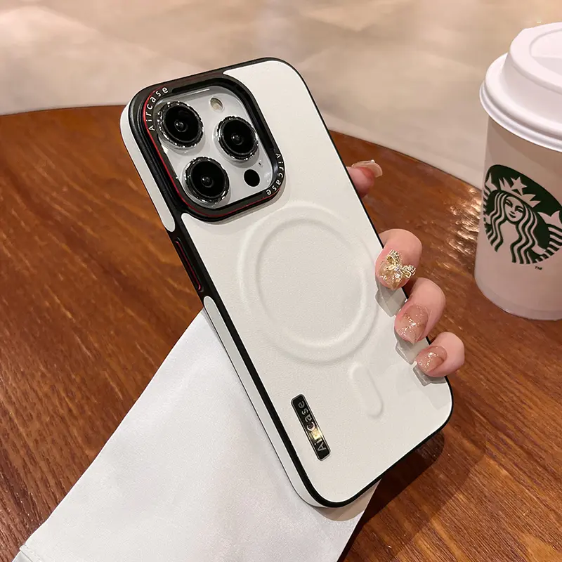 Luxury Matte Leather Magnetic For Magsafe Phone Case For iPhone 16 15 17 Pro Max Air 14 13 Wireless Charging Shockproof Cover