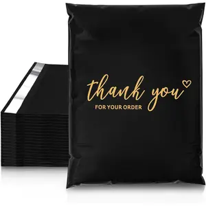 Thank You Poly Mailer 10x13 Inch 100 PCS, Shipping Bags for Clothing, Packaging Bags for Small Business, Strong Adhensive, Waterproof and Tear-Resistant Mailing Envelopes, Black