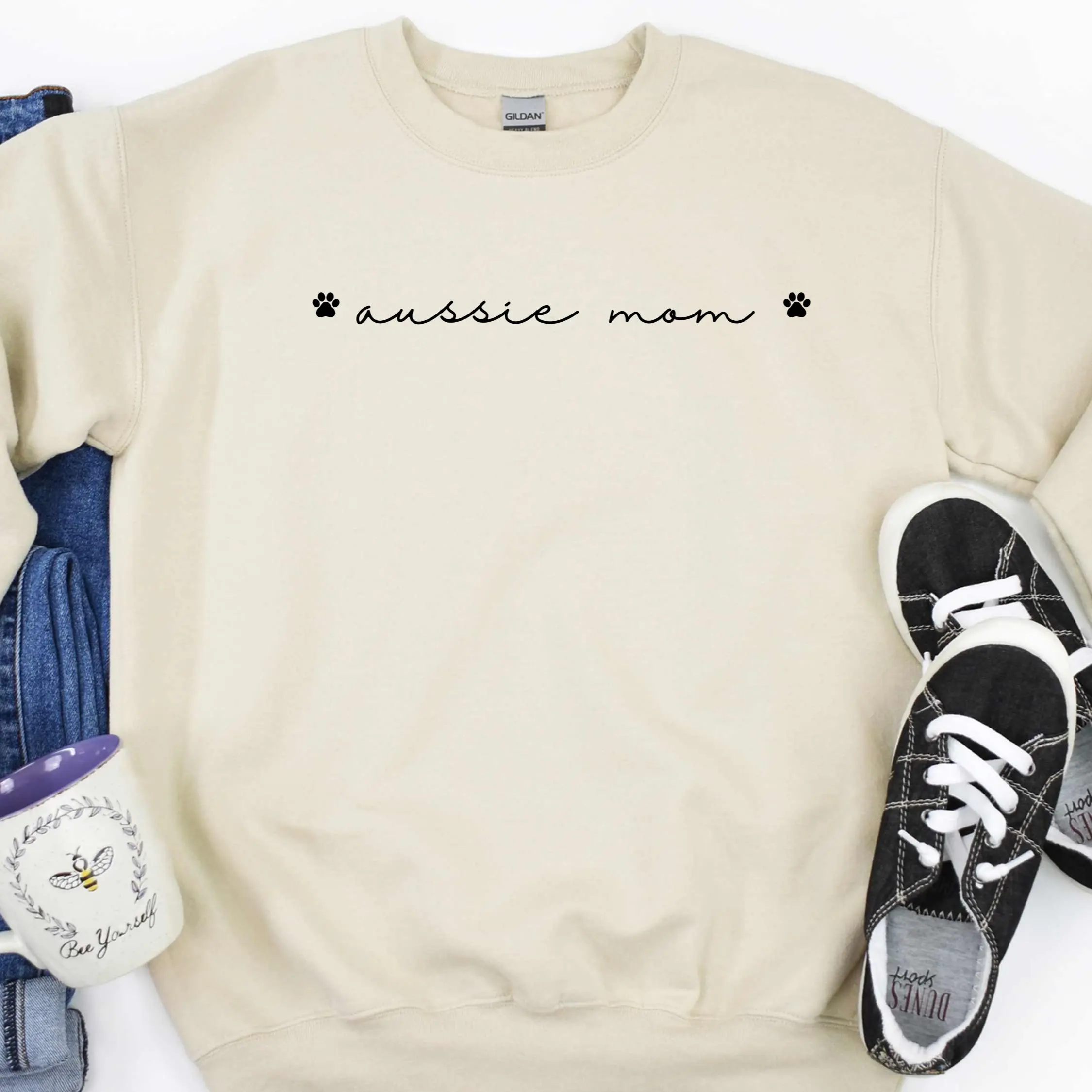Australian Shepherd Mom Sweatshirt, Aussie Sweatshirt, Australian Shepherd Lover, Aussie Mom, Australian Shepherd Mama, Aussie Mom Gift, Australian Shepherd Lover Gift  Comfort Dog Crewneck Classic Fabric Comfy