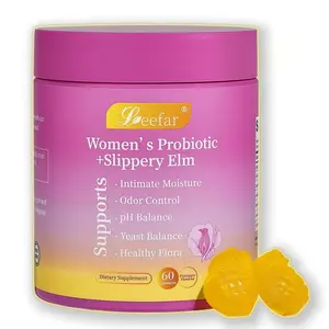 LEEFAR Her Juicy  Feminine Probiotics Gummies- All in One Solution with Slippery Elm and Prebiotics&Lactobacillus Probiotic Blend for Women’s pH Balance and Dryness - A natural way to maintain pH balance and promote healthy flora.