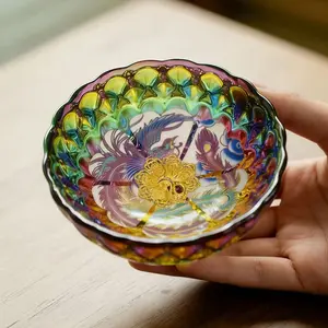 Iridescent Phoenix Mandala Handcrafted Ceramic Tea CUP– Artisanal Jianzhan