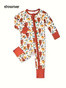 Winter baby and toddler zipper one-piece clothes, featuring cute cartoon sunflower pattern. Suitable for babies to wear when going out for crawling, a must-have one-piece clothing for babies in winter. Perfect for daily wear. A gift for newborns.