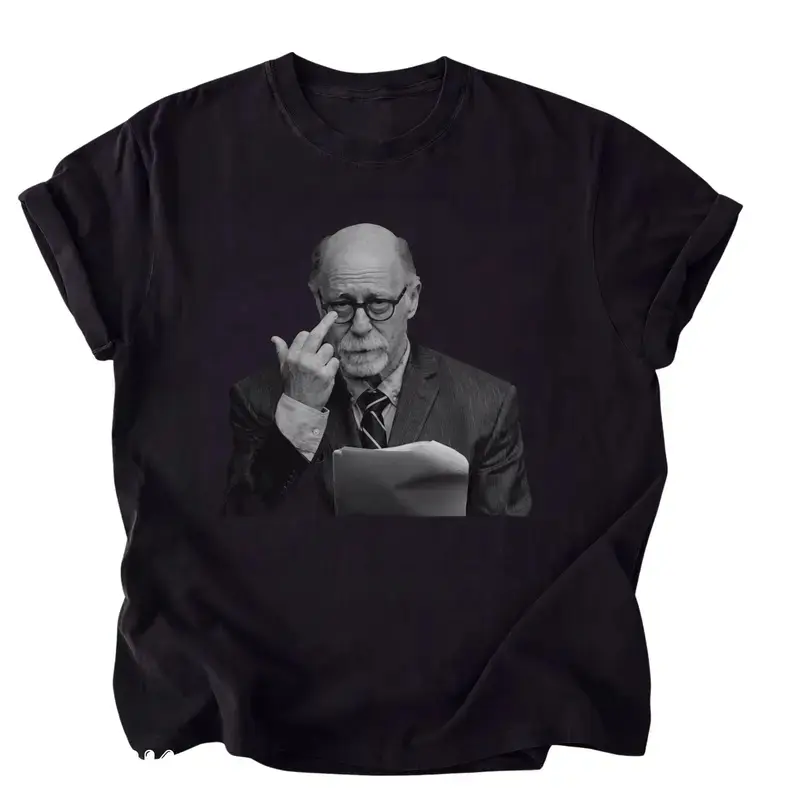 Dr. Donald Condie Middle Finger T-Shirt, Courtroom Lawyer Portrait Tee, Lindsay Clancy Trial Shirt, Black And White Photo Tee