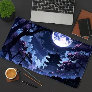 Japanese Night Sky Forest Pattern Mouse Pad, Rectangle Gaming Mouse Pad, Non-Slip Mousepad, Office Desk Keyboard Mouse Mat for Home Office Game Room Desk, Desk Accessory