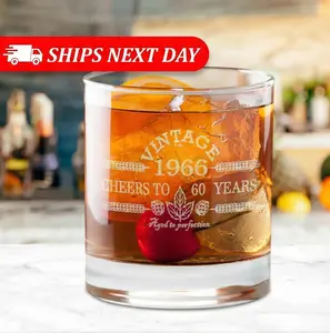 Vintage 1966 60th Birthday Whiskey Glass - Aged to Perfection - Personalized 60th Birthday Gift for Men & Women