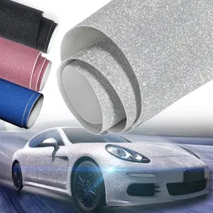 Glitter Diamond Sparkling Car Vinyl Wrap , Blingbling Matte Diamond Film Sticker DIY Self Adhesive Rhinestones Car Decor Accessories (Black, 12" x 60")