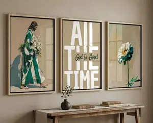 God Is Good All The Time Poster, Neutral Beige & Green Decor, Christian Wall Art Set of 3, Jesus Print