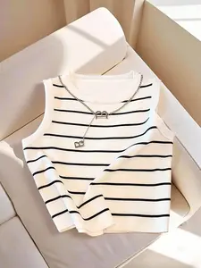 Women's Casual Daily Commute Colorblock Striped Print Tank Top, Summer Style, Everyday Wear, Comfortable and Stylish, Womenswear