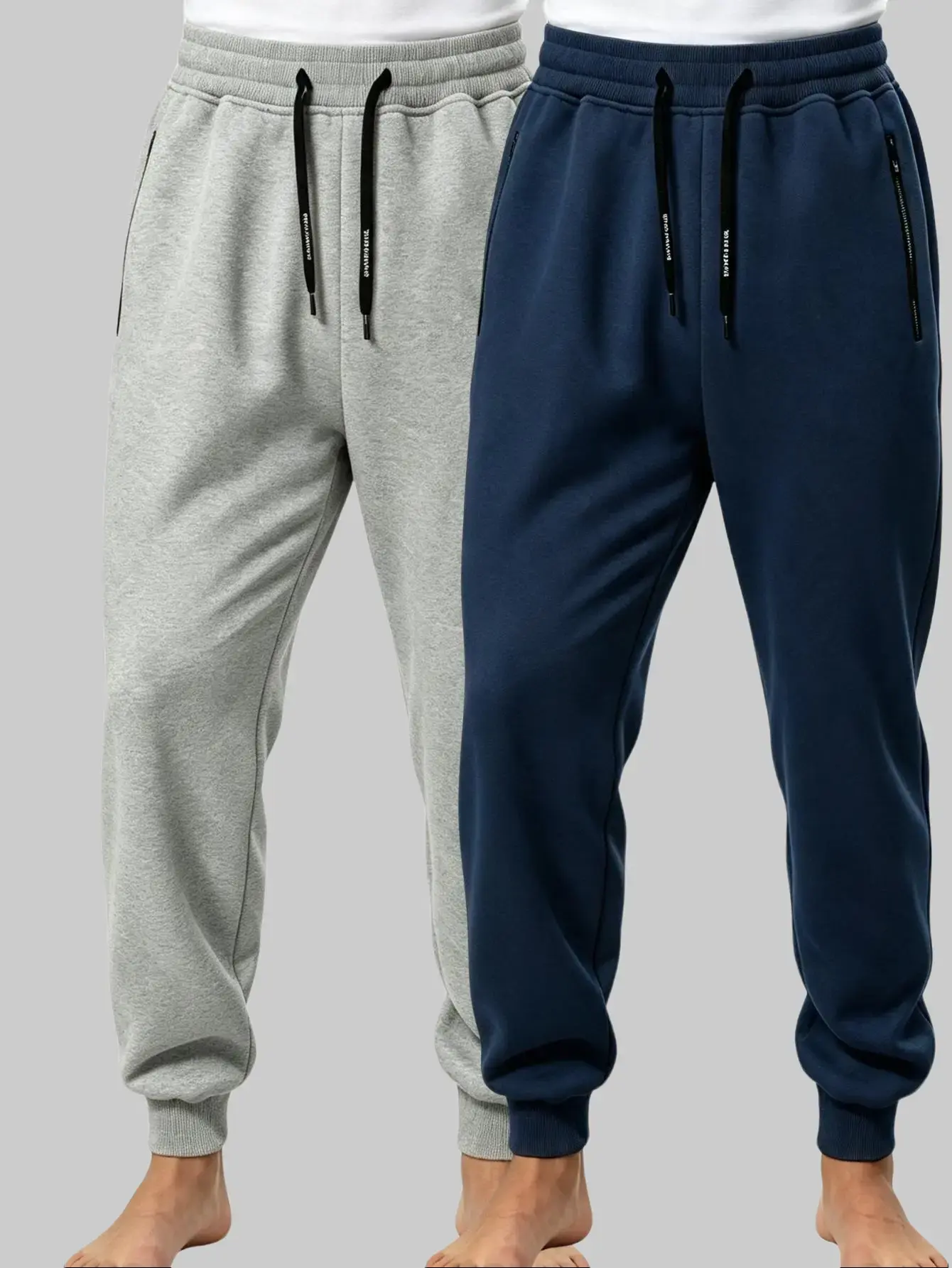 Men’s 2-Pack Fleece Jogger Sweatpants, Elastic Waist with Drawstring, Casual Sport Long Pants