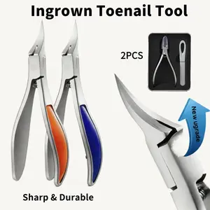 2PCS Stainless Steel Toenail Clipper Set,  Heavy Duty Nail Tools for Thick & Ingrown Nails, Professional Pedicure Kit