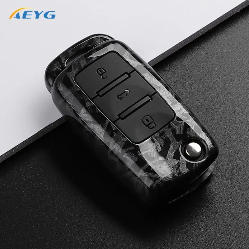 Abs Carbon Fiber Car Key Case Car Key Holder Car Key Accessory for Volkswagen Polo Tiguan Passat B5 B6 B7 Golf 4 5 6 Mk6 Jetta Lavida Skoda Rapid Car Key Protector