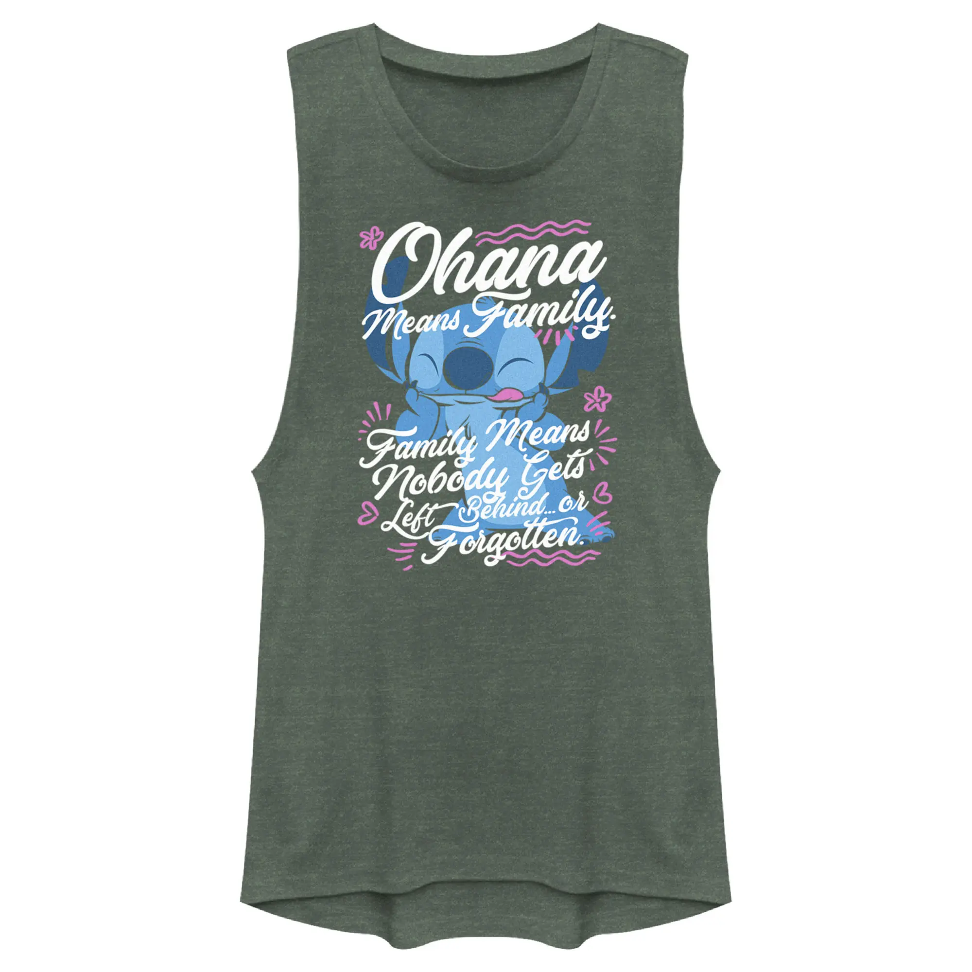 Junior's Women Lilo & Stitch Ohana Means Family Festival Muscle Tee