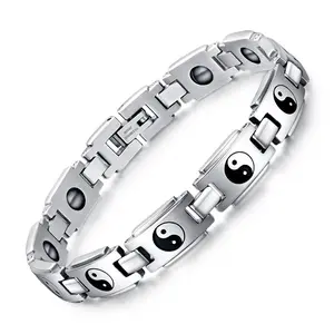 OIDEA Bagua Symbol Bracelet for Men, Stainless Steel Magnetic Chain Cuff, Vintage Eight Trigrams Wristband 21cm