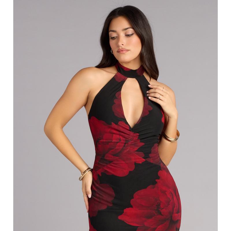 Hollie Floral Halter Mermaid Formal Dress