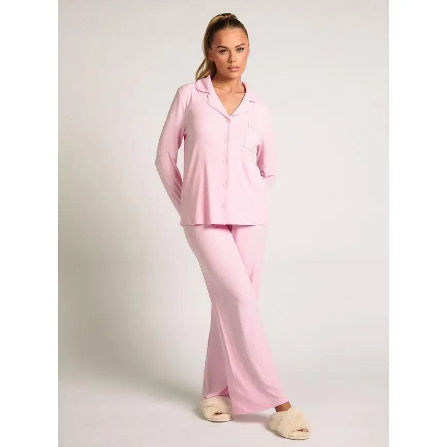 Ribbed modal pyjama top - Candy Pink