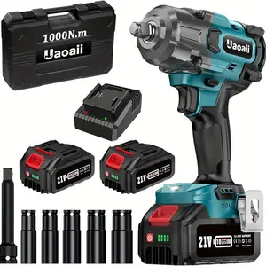 1000nm (738ft-Lbs) High Torque Cordless Impact Wrench, 1/2 Battery Massage Gun, with 2x4.0ah Battery, Fast Charger, 5 Sockets and Storage Box, Electric Impact Wrench Suitable for Truck RV Mower, Iw800