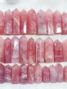 1pc Rose Quartz Crystal Tower with 6 Sides, Natural Healing Stone Gift for Collectors, Intuitively Chosen Crystals, Beautiful Crystal Decor for Home or Office