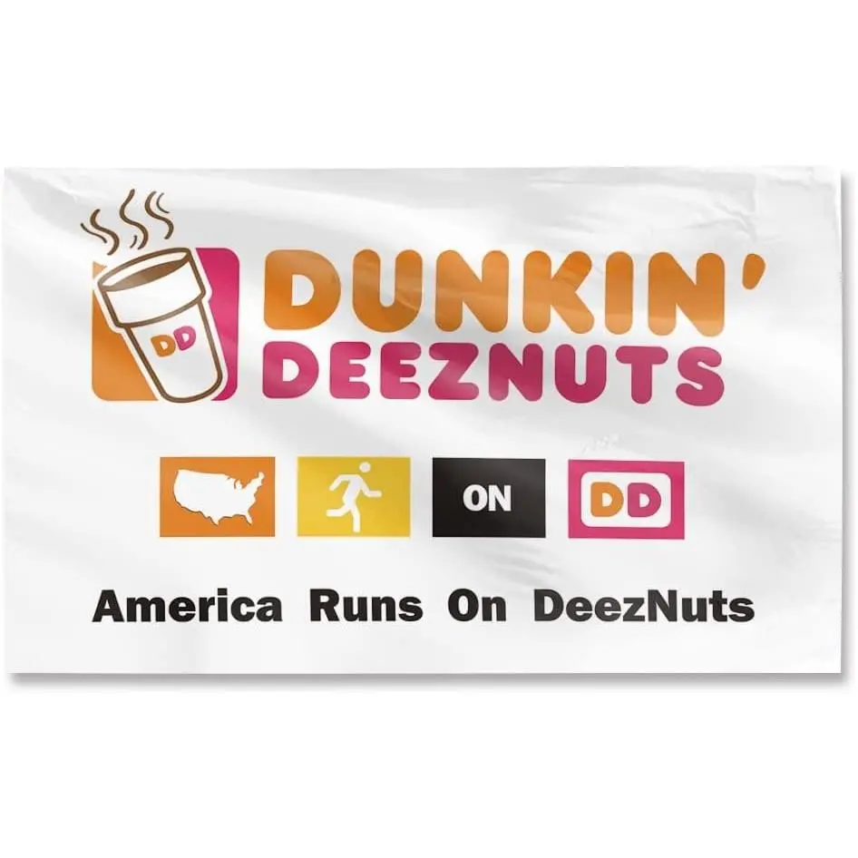 Dunkin Donuts Flag 3x5 Feet Banner,Funny Poster UV Resistance Fading & Durable Man Cave Wall Flag for College Dorm Room Decor,Outdoor,Parties,Gift Decoration Home