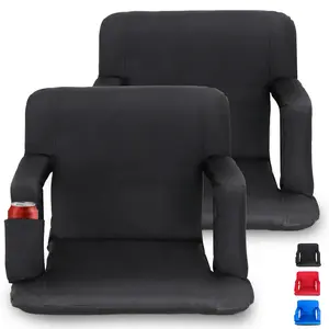 ZENY 2 Pack Portable Stadium Seat for Bleachers 6 Reclining Folding Stadium Chair Waterproof Black