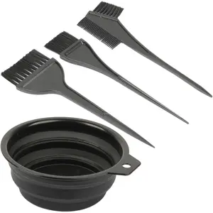 4 Pcs Hair Dye Color Brush and Bowl Set, Includes Mixing Bowl, Tint Comb and Brushes, Professional Salon Highlighting Tools for Hair Dyeing