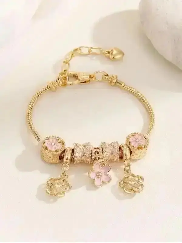 Women's Flower Rhinestone Fish Tail Bracelet, Heart Design Fashion Jewelry Party Daily Wear Birthday Gift Charming Stunning Refined Modern Perfect Stylish Exquisite Piece Chic Great Luxury Glamorous Classy Essential