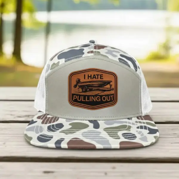 I Hate Pulling Out Duck Camo Trucker Hat, Funny Leather Patch Snapback Cap, Adjustable Mesh Hat for Men