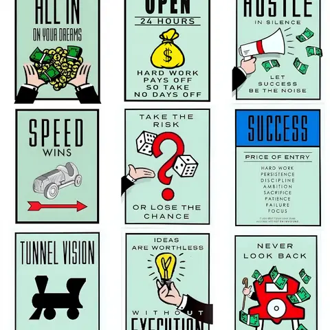 Monopoly Motivational Canvas Poster - Unique Artwork, Artistic Cartoon & Graffiti Print, Modern Texture Wall Art for Homes/Offices & Any Space Decor (Metal/Wood Options) - Sohochic