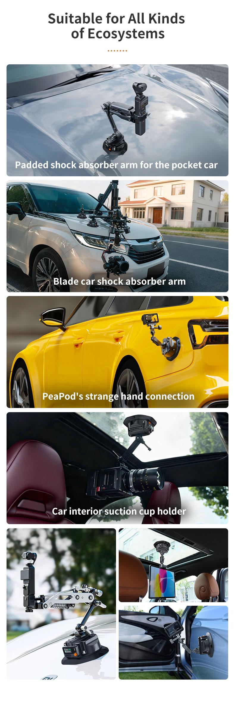 4.5-in Motorized Suction Cup Mount, Camera Stand with Display, Pneumatic Vacuum Design, 3 kg (6.6 lbs) Max Load, Compatible with Lightweight Cameras, Camcorders, Mobile Devices, Screen-Mounted Supports