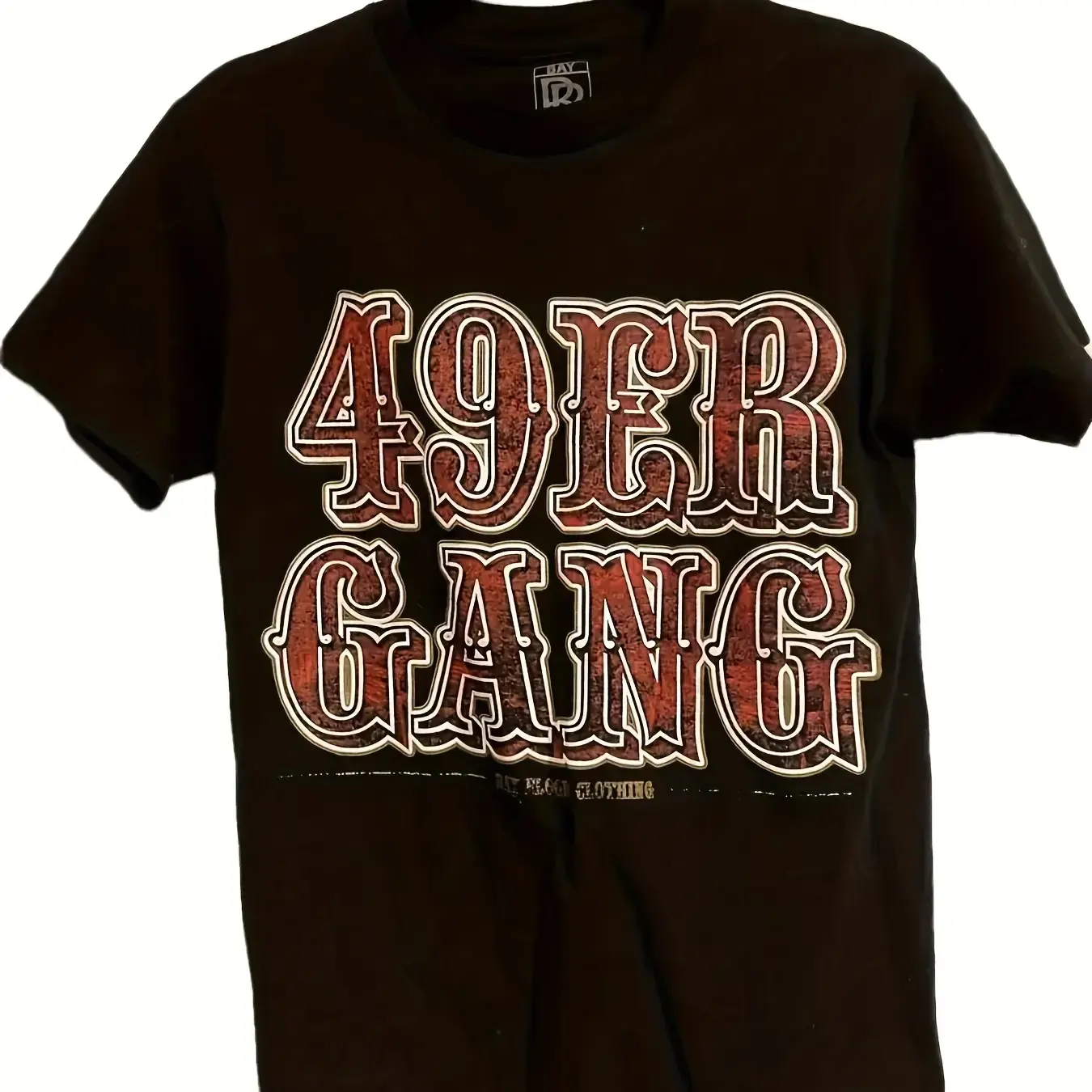 49ER GANG Men's & Unisex Heavyweight 220g T-Shirt - Vintage Distressed Y2K Streetwear Tee with 49ER GANG & 94 Number Back Print, Solid Color Crew Neck Short Sleeve for Gym, Jogging, Casual Wear - Machine Washable Retro Style, PLUS SIZE