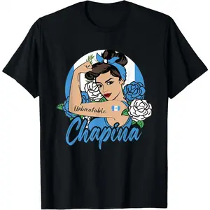 [100% Cotton] 100% Cotton Chapina Guatemala Girl Guatemalan Mujer Guatemalteca Flag T-Shirt Golf Gift T-Shirt For Men And Women