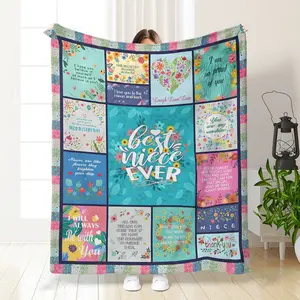 My Niece's Gift Is From Auntie, The Gift Is A Niece Blanket, The High-end Birthday Gift Is From Auntie To Niece, Niece's Birthday Gift, Throw Blanket for My Niece, Slogan Print Blanket, Floral Print Blanket, Heartwarming Blanket Gift