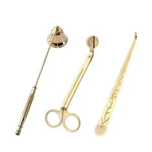 3Pcs/1Set of Golde Candle Trimmer, Candle Snuffer, Candle Wick Dipper, Candle Tools Set, Home Decor, Stainless Steel Candle Scissors Set Cover Tools Kit For Candle Lovers Candle Accessory Set Candle, Home Decoration