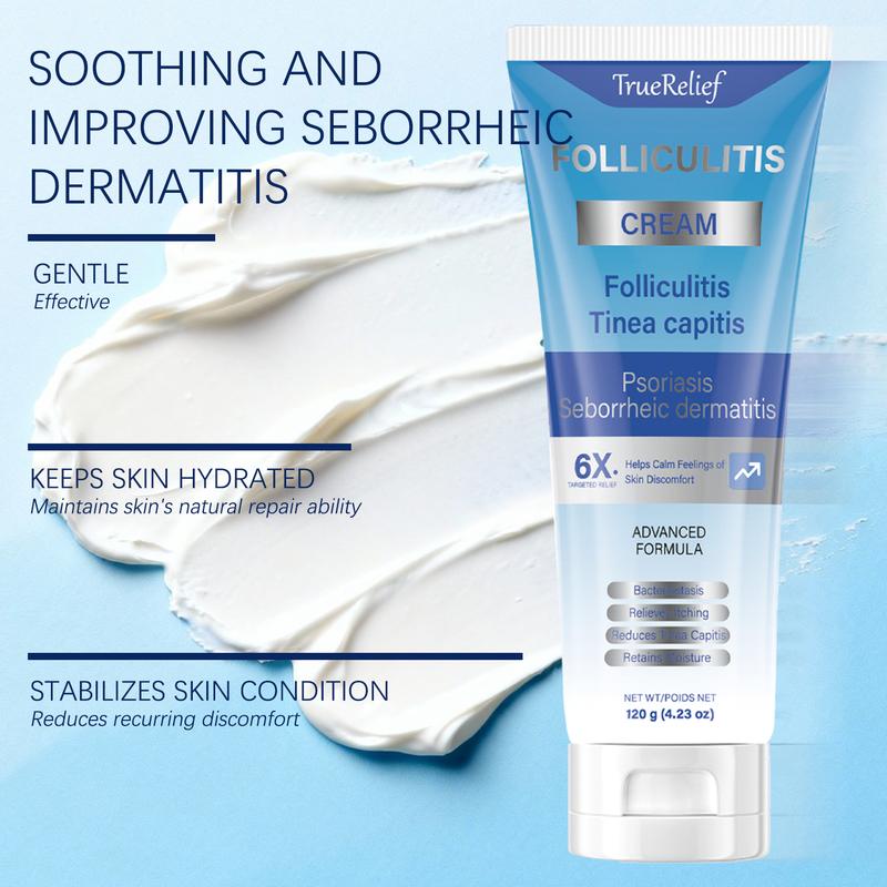 TrueRelief Folliculitis Treatment Cream – Natural Soothing Formula for Scalp, Face and Body, 120g