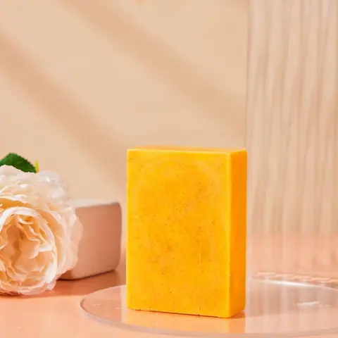 AGICEA 4oz Turmeric & Kojic Acid Brightening Soap - Organic Gentle All-Skin Cleanser with Shea, Chamomile, Lavender, Lemon Scent, Anti-Acne Moisturizer, Daily Face/Body Exfoliant with Serum Perks
