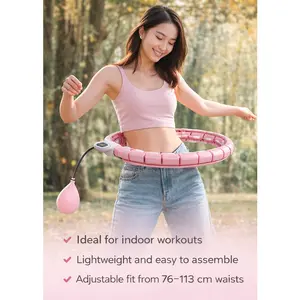 SPORTNOW Smart Weighted Hula Hoop with 16 Detachable Sections, 360° Rotating Ball, Digital Counter, Pink
