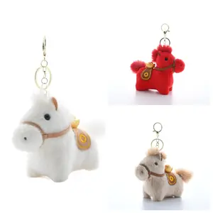 Plush Horse Keychain & Pony Mascot Pendant, Soft Cute Stuffed Animal Charm, Year of the Horse Collectible Doll, Lightweight Bag & Car Key Accessory, Desk Decor Gift for Daily Use, Holidays & Cute Room Styling
