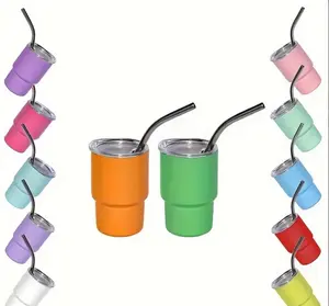 3 oz. Mini Tumbler Shot Glass Set with Straw and Lid, Drinkware, Reusable, Mug, Beverage (6  included) tumblers cups