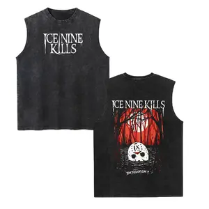Ice Nine Kills Band Unisex Vintage Washed Cotton Vest, Retro Band Print Sleeveless Shirt, Casual Regular Fit, Perfect Boyfriend Gift