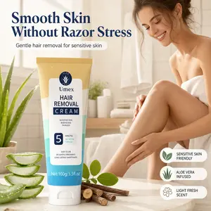 UMEX Painless Hair Removal Cream for Sensitive Skin with Aloe Vera&Licorice 100ml | Unisex Depilatory Cream for Bikini Line, Legs & Arms, Non-Irritating-At-Home Use Leaves Skin Silky Smooth for Most Skin Types