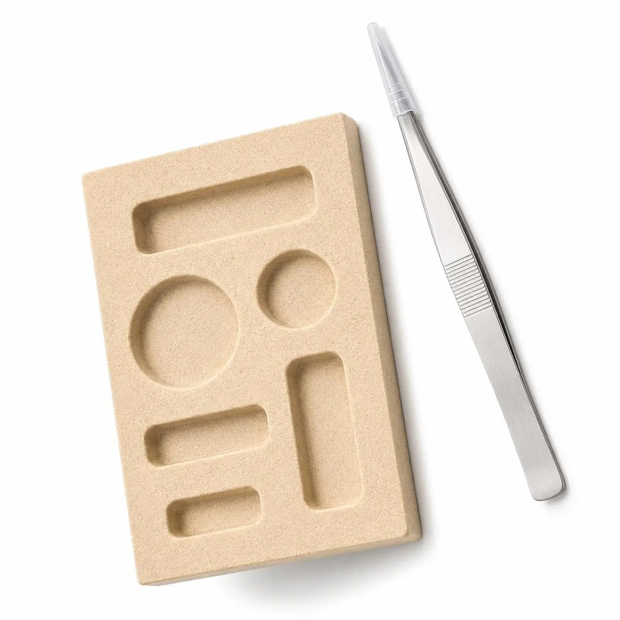 6-Cavity Ceramic Ingot Mold, Jewelry Metal Casting Mold with Tweezers for Gold, Silver, Copper Melting, Pouring and Casting Prep