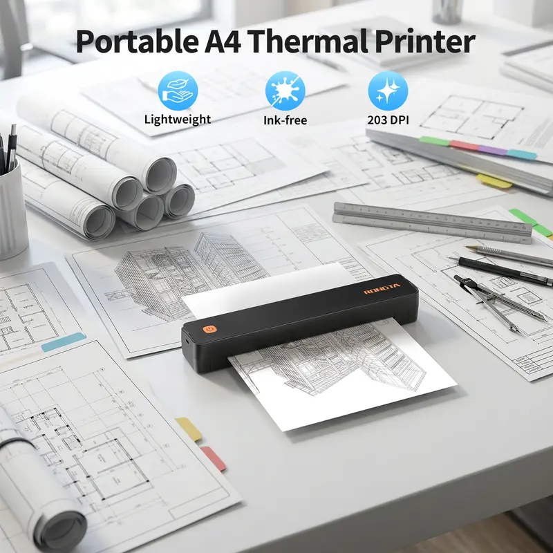 RONGTA F11B Inkless Thermal Portable Label Printer, Compact Wireless Bluetooth Thermal Pocket Printer with Included Batteries, for Home & Office Use, Compatible with iOS&Android & Laptop, Supports A4 Size Paper, Cells, Creative App Ecosystem