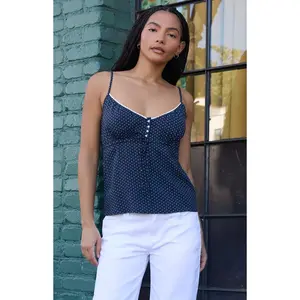 John Galt Women's Navy Polka Dot Tiffany Tank Top